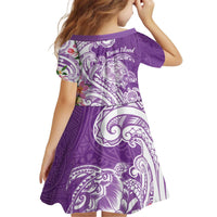 Aloha Kauai Island Personalized Kid Short Sleeve Dress Lilac Dreamy Turtle LT7 - Polynesian Pride