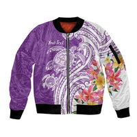 Aloha Kauai Island Personalized Sleeve Zip Bomber Jacket Lilac Dreamy Turtle
