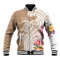 Aloha Niihau Island Personalized Baseball Jacket Beige Dreamy Turtle LT7 Unisex Beige - Polynesian Pride