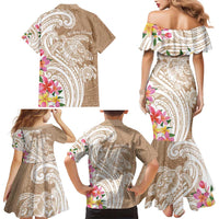 Aloha Ni’ihau Island Personalized Family Matching Mermaid Dress and Hawaiian Shirt Beige Dreamy Turtle
