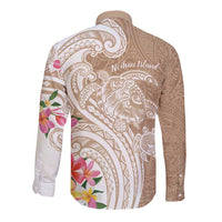Aloha Niihau Island Personalized Long Sleeve Button Shirt Beige Dreamy Turtle LT7 - Polynesian Pride