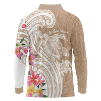 Aloha Ni’ihau Island Personalized Long Sleeve Polo Shirt Beige Dreamy Turtle