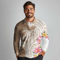 Aloha Ni’ihau Island Personalized Long Sleeve Polo Shirt Beige Dreamy Turtle