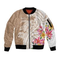 Aloha Ni’ihau Island Personalized Sleeve Zip Bomber Jacket Beige Dreamy Turtle