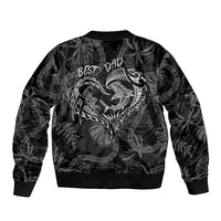 Hawaii Father's Day Vintage Lei Bomber Jacket Hauoli la Makuakane - Black LT7 - Polynesian Pride