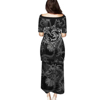 Hawaii Father's Day Vintage Lei Family Matching Puletasi and Hawaiian Shirt Hauoli la Makuakane - Black