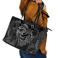 Hawaii Father's Day Vintage Lei Leather Tote Bag Hauoli la Makuakane - Black LT7 - Polynesian Pride