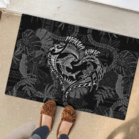 Hawaii Father's Day Vintage Lei Rubber Doormat Hauoli la Makuakane - Black LT7 - Polynesian Pride