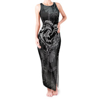 Hawaii Father's Day Vintage Lei Tank Maxi Dress Hauoli la Makuakane - Black LT7 Women Black - Polynesian Pride
