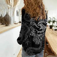 Hawaii Father's Day Vintage Lei Women Casual Shirt Hauoli la Makuakane - Black