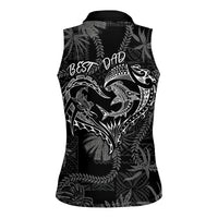 Hawaii Father's Day Vintage Lei Women Sleeveless Polo Shirt Hauoli la Makuakane - Black