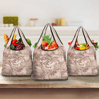 Hawaii Father's Day Vintage Lei Grocery Bag Hauoli la Makuakane - Beige LT7 3-pack One Size Beige - Polynesian Pride