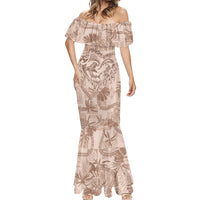 Hawaii Father's Day Vintage Lei Mermaid Dress Hauoli la Makuakane - Beige