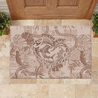 Hawaii Father's Day Vintage Lei Rubber Doormat Hauoli la Makuakane - Beige LT7 - Polynesian Pride