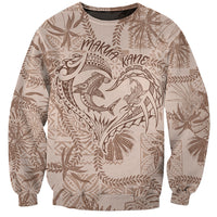 Hawaii Father's Day Vintage Lei Sweatshirt Hauoli la Makuakane - Beige LT7 Unisex Beige - Polynesian Pride