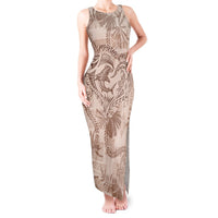 Hawaii Father's Day Vintage Lei Tank Maxi Dress Hauoli la Makuakane - Beige LT7 Women Beige - Polynesian Pride