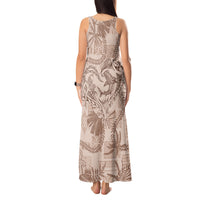 Hawaii Father's Day Vintage Lei Tank Maxi Dress Hauoli la Makuakane - Beige LT7 - Polynesian Pride