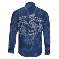 Hawaii Father's Day Vintage Lei Family Matching Off The Shoulder Long Sleeve Dress and Hawaiian Shirt Hauoli la Makuakane - Blue