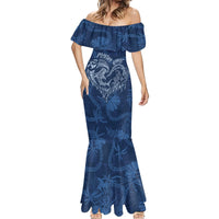 Hawaii Father's Day Vintage Lei Mermaid Dress Hauoli la Makuakane - Blue LT7 - Polynesian Pride