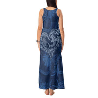 Hawaii Father's Day Vintage Lei Tank Maxi Dress Hauoli la Makuakane - Blue LT7 - Polynesian Pride