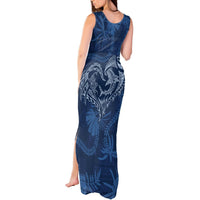 Hawaii Father's Day Vintage Lei Tank Maxi Dress Hauoli la Makuakane - Blue LT7 - Polynesian Pride