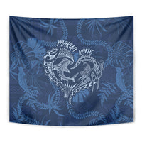 Hawaii Father's Day Vintage Lei Tapestry Hauoli la Makuakane - Blue LT7 - Polynesian Pride