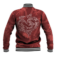 Hawaii Father's Day Vintage Lei Baseball Jacket Hauoli la Makuakane - Red LT7 - Polynesian Pride