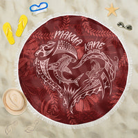 Hawaii Father's Day Vintage Lei Beach Blanket Hauoli la Makuakane - Red LT7 One Size 150cm Red - Polynesian Pride