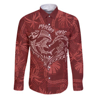 Hawaii Father's Day Vintage Lei Family Matching Short Sleeve Bodycon Dress and Hawaiian Shirt Hauoli la Makuakane - Red