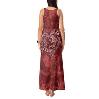 Hawaii Father's Day Vintage Lei Tank Maxi Dress Hauoli la Makuakane - Red LT7 - Polynesian Pride