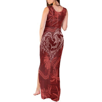 Hawaii Father's Day Vintage Lei Tank Maxi Dress Hauoli la Makuakane - Red LT7 - Polynesian Pride