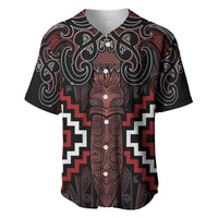 Maori Taiaha Whakairo Personalized Baseball Jersey Red Poutama Motifs