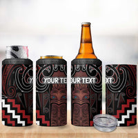 Maori Taiaha Whakairo Personalized 4 in 1 Can Cooler Tumbler Red Poutama Motifs LT7 - Polynesian Pride