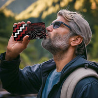 Maori Taiaha Whakairo Personalized 4 in 1 Can Cooler Tumbler Red Poutama Motifs LT7 - Polynesian Pride