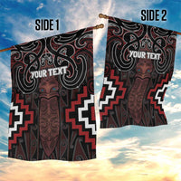 Maori Taiaha Whakairo Personalized Garden Flag Red Poutama Motifs