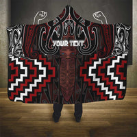 Maori Taiaha Whakairo Personalized Hooded Blanket Red Poutama Motifs LT7 - Polynesian Pride