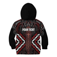 Maori Taiaha Whakairo Personalized Kid Hoodie Red Poutama Motifs LT7 - Polynesian Pride