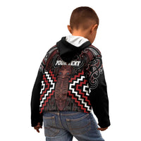 Maori Taiaha Whakairo Personalized Kid Hoodie Red Poutama Motifs LT7 - Polynesian Pride