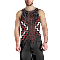 Maori Taiaha Whakairo Personalized Men Tank Top Red Poutama Motifs LT7 - Polynesian Pride