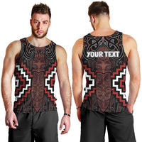 Maori Taiaha Whakairo Personalized Men Tank Top Red Poutama Motifs LT7 - Polynesian Pride