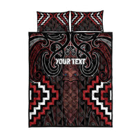Maori Taiaha Whakairo Personalized Quilt Bed Set Red Poutama Motifs LT7 - Polynesian Pride