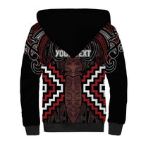Maori Taiaha Whakairo Personalized Sherpa Hoodie Red Poutama Motifs LT7 - Polynesian Pride