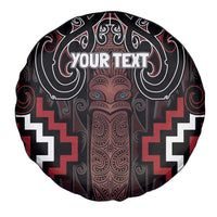 Maori Taiaha Whakairo Personalized Spare Tire Cover Red Poutama Motifs
