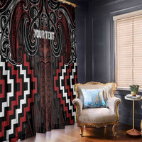 Maori Taiaha Whakairo Personalized Window Curtain Red Poutama Motifs LT7 - Polynesian Pride
