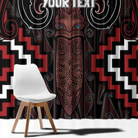 Maori Taiaha Whakairo Personalized Window Curtain Red Poutama Motifs LT7 - Polynesian Pride