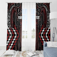 Maori Taiaha Whakairo Personalized Window Curtain Red Poutama Motifs LT7 - Polynesian Pride