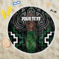 Maori Taiaha Pounamu Whakairo Personalized Beach Blanket Jade Poutama Motifs LT7 One Size 150cm Jade - Polynesian Pride