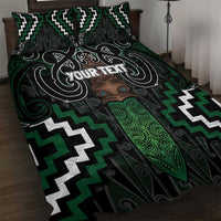 Maori Taiaha Pounamu Whakairo Personalized Quilt Bed Set Jade Poutama Motifs LT7 Jade - Polynesian Pride