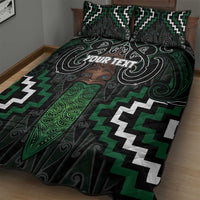 Maori Taiaha Pounamu Whakairo Personalized Quilt Bed Set Jade Poutama Motifs LT7 - Polynesian Pride