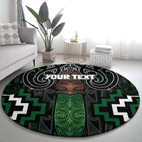 Maori Taiaha Pounamu Whakairo Personalized Round Carpet Jade Poutama Motifs